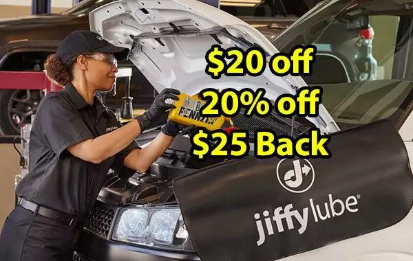 Jiffy Lube Oil Change $20 Off + 30% Off Discount + And Another $25 Rebate!