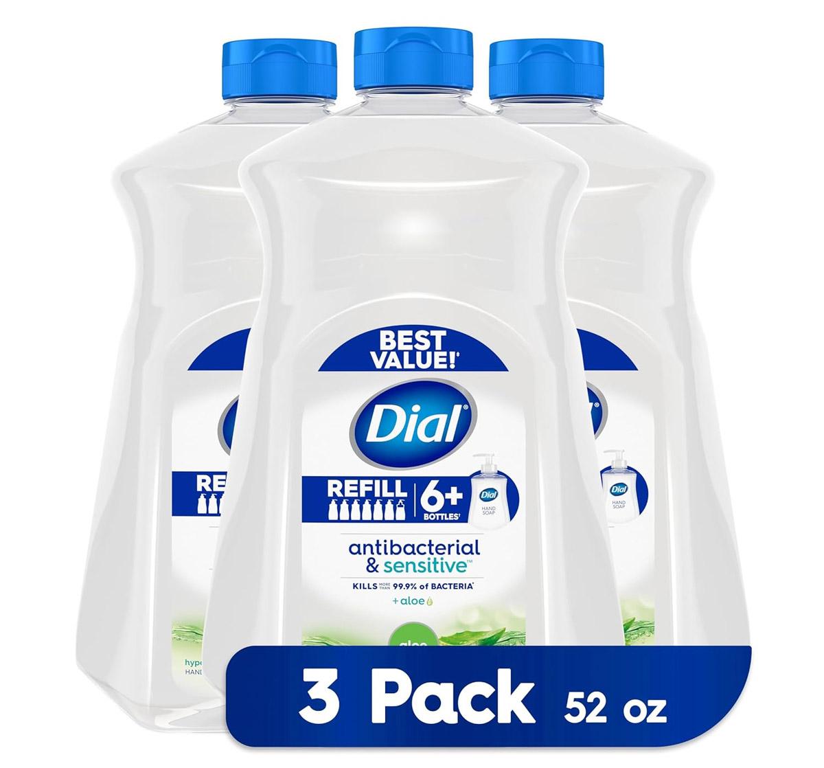 Dial Antibacterial Liquid Hand Soap Refills 3 Pack for $12.22