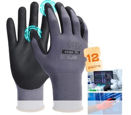 JDL Work Gloves with Micro Foam Safety Gloves 6 Pack for $8.99