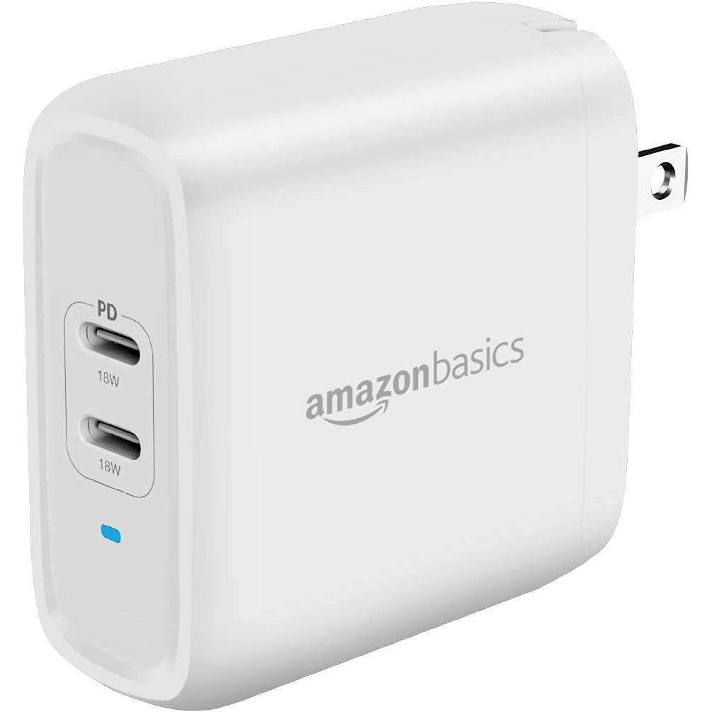 Amazon Basics 36W Two-Port USB-C Wall Charger for $13.99