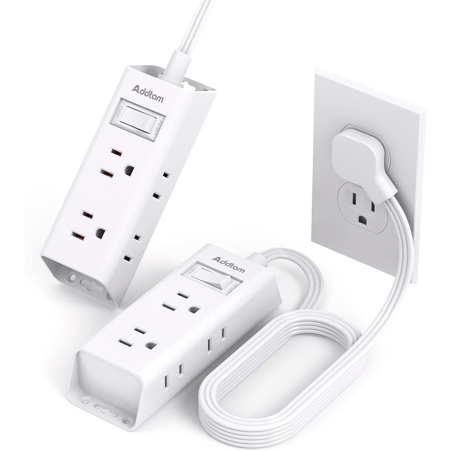 Addtam Ultra Flat Plug Power Strip 2 Pack for $11.39