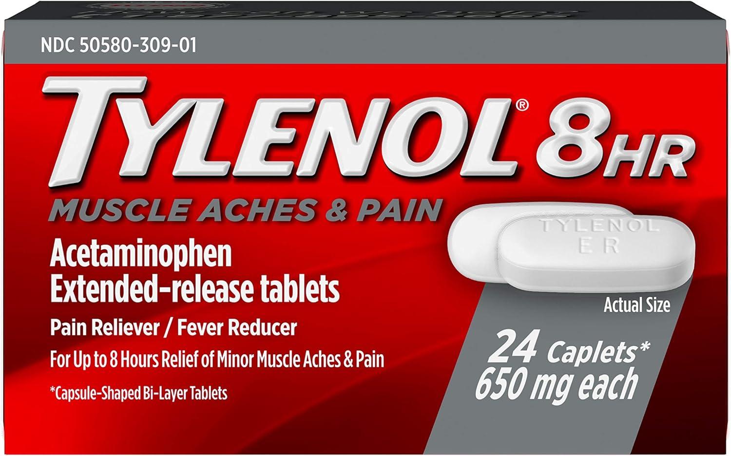 Tylenol 8 Hour Muscle Aches Pain Relief 24 Pack $1.90