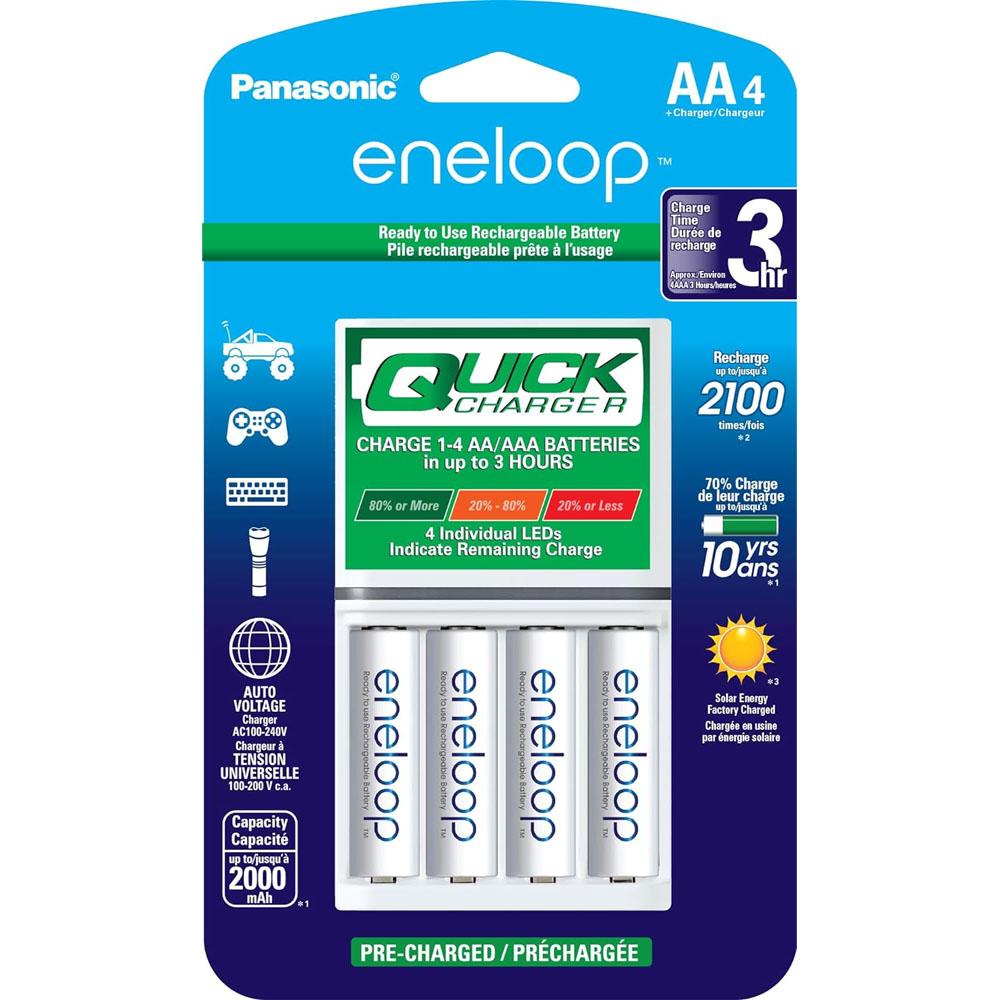 Eneloop Panasonic 4 AA Rechargeable Batteries with Charger for $17.14