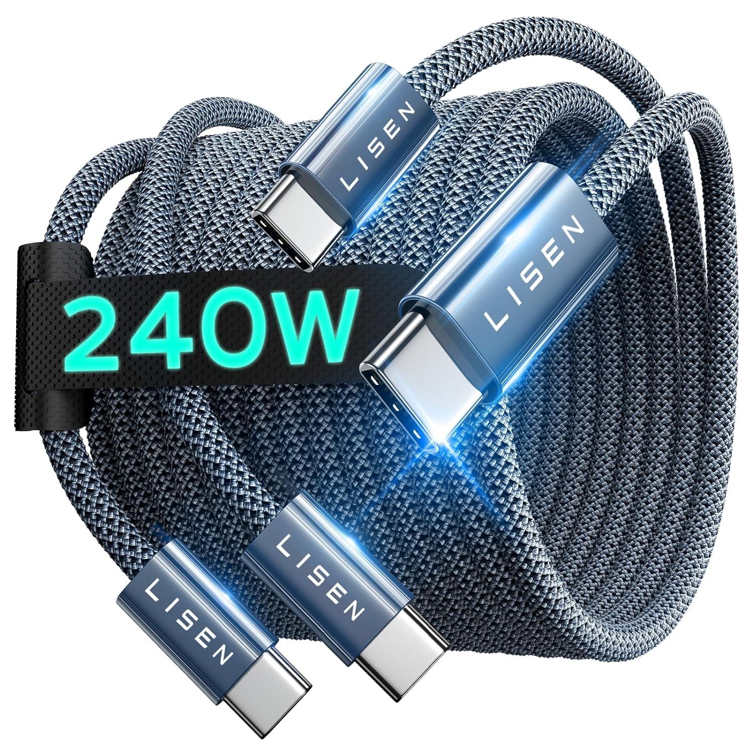 Lisen 240w USB-C Cables 2-Pack for $7.98