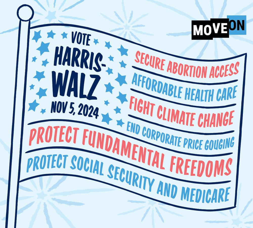 Free Vote Harris Walz Sticker from MoveOn