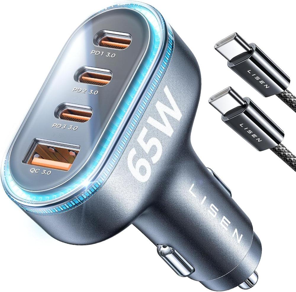 Lisen USB-C Car Charger 65W Car Adapter for $7.99