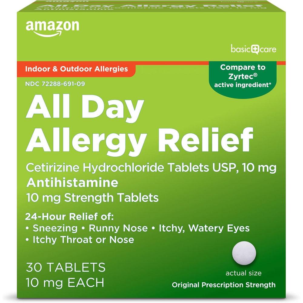 Amazon Basic Allergy Cetirizine Hydrochloride Tablets 30 Pack for $2.20