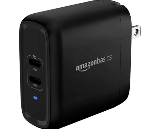 AmazonBasics 36W 2-Port USB-C Wall Charger for $7.99