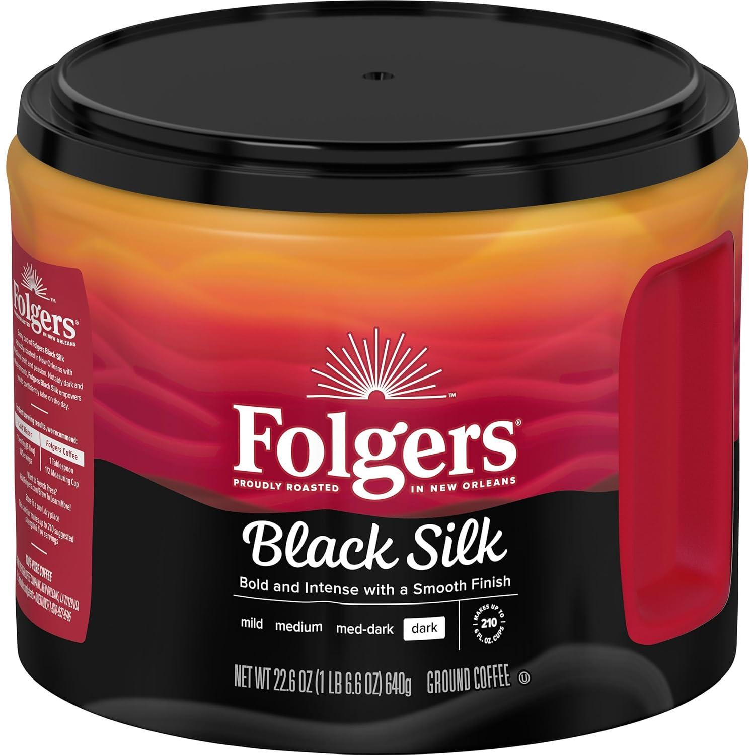 Folgers Black Silk Dark Roast Ground Coffee 6 Pack for $35.06 Shipped