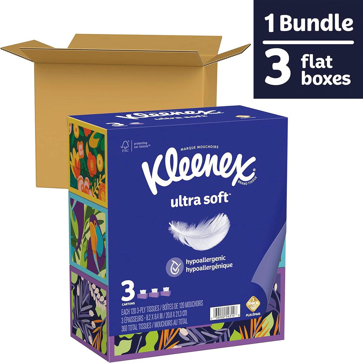 Kleenex Ultra Soft 3-Ply Facial Tissues 3 Pack for $4.49