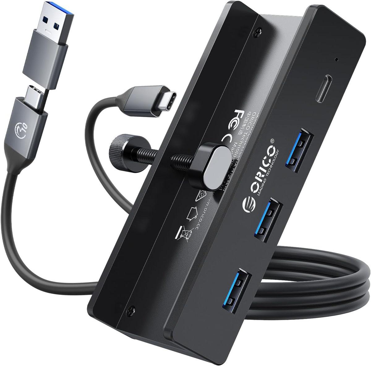 ORICO Desk Clamp 4-Port USB 3.0 5Gbps Hub for $18.84