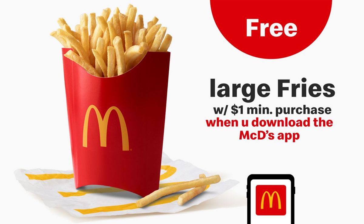 Free McDonald Large Fries with $1 Purchase