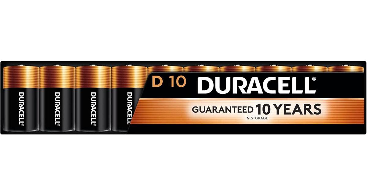 Duracell Coppertop D Batteries 10 Pack for $11.52