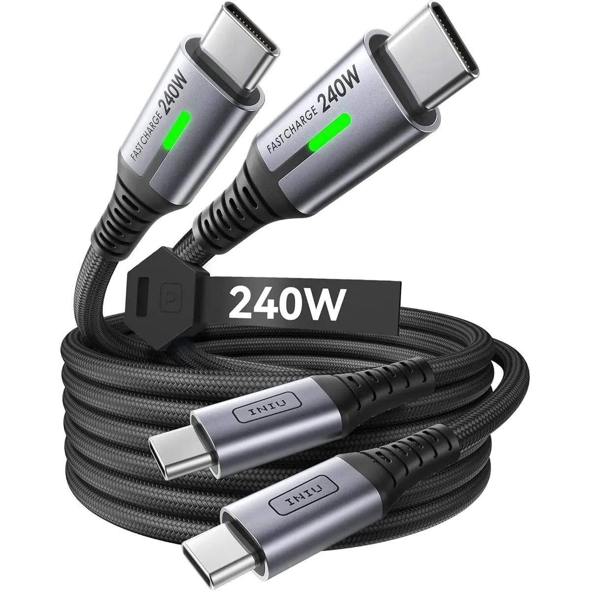 Iniu 6.6ft 240w USB-C to USB-C Cables 2 Pack for $5.49