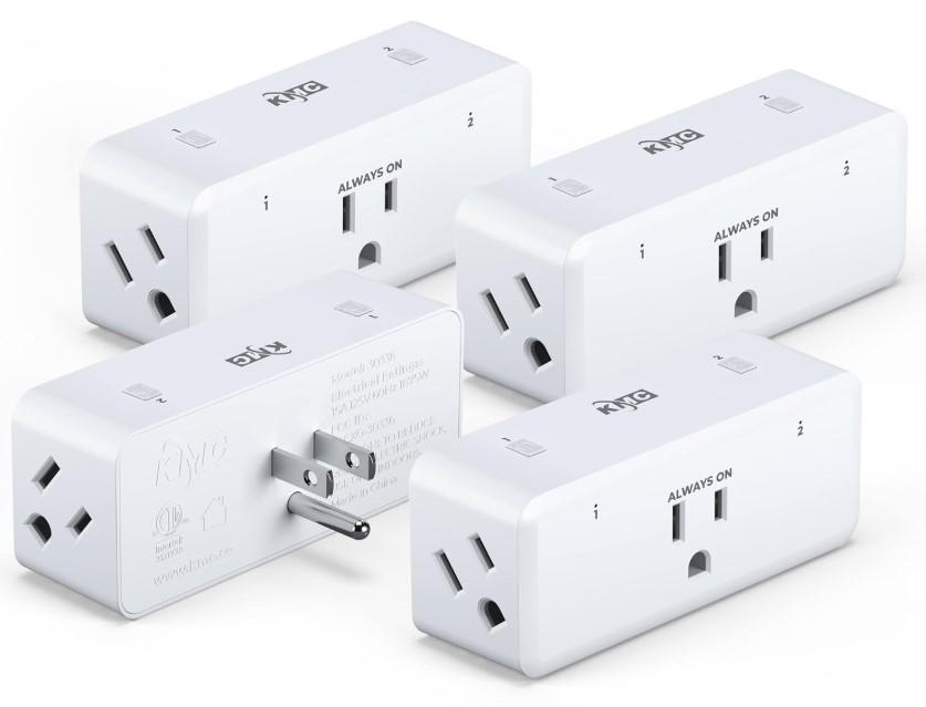 KMC Google and Alexa Smart Plugs 4-Pack for $14.99