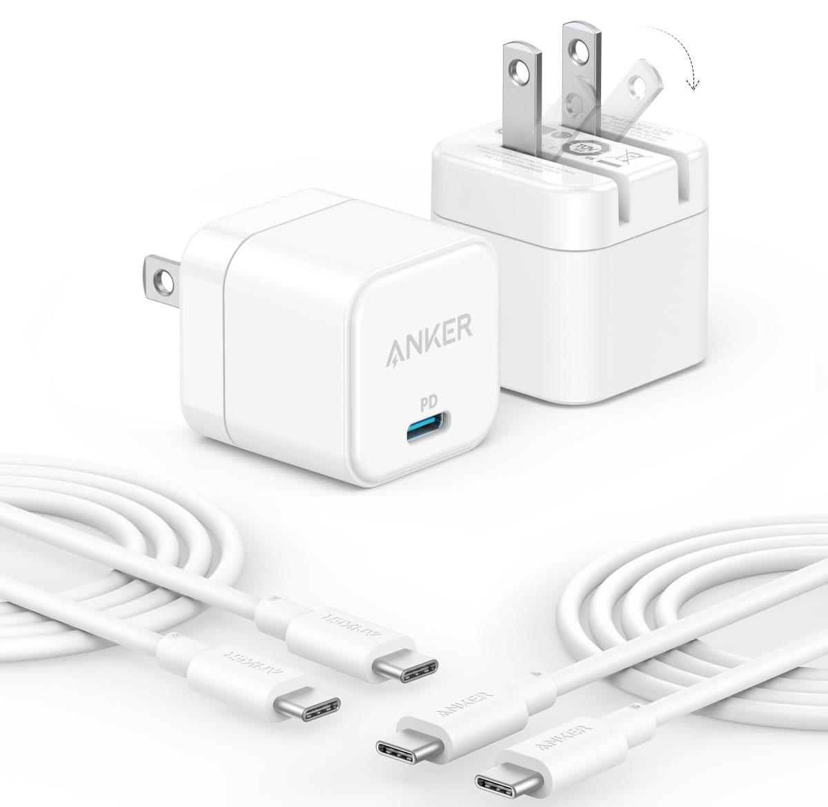 Anker 20W USB-C Wall Charger 2 Pack for $11.99