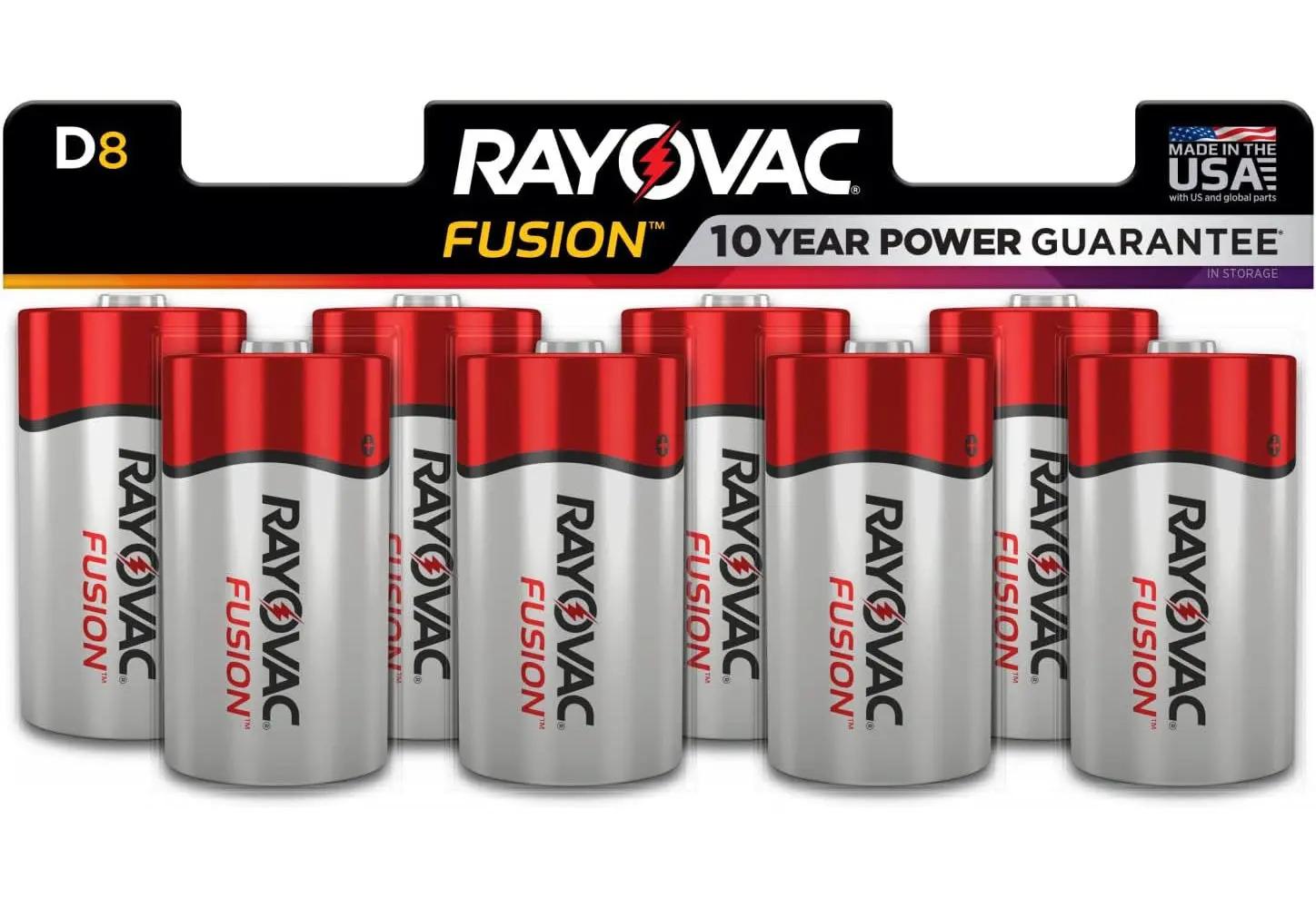 Rayovac Fusion D Batteries 8 Pack for $5.59